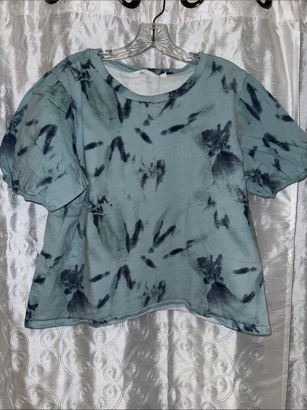 Candace Cameron Bure Blue Puff Sleeve Top Women’s Size Large 🔥 G11
